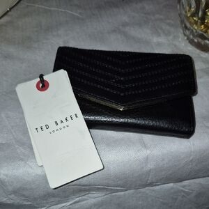 Ted Baker Black Chevron Leather Card Holder